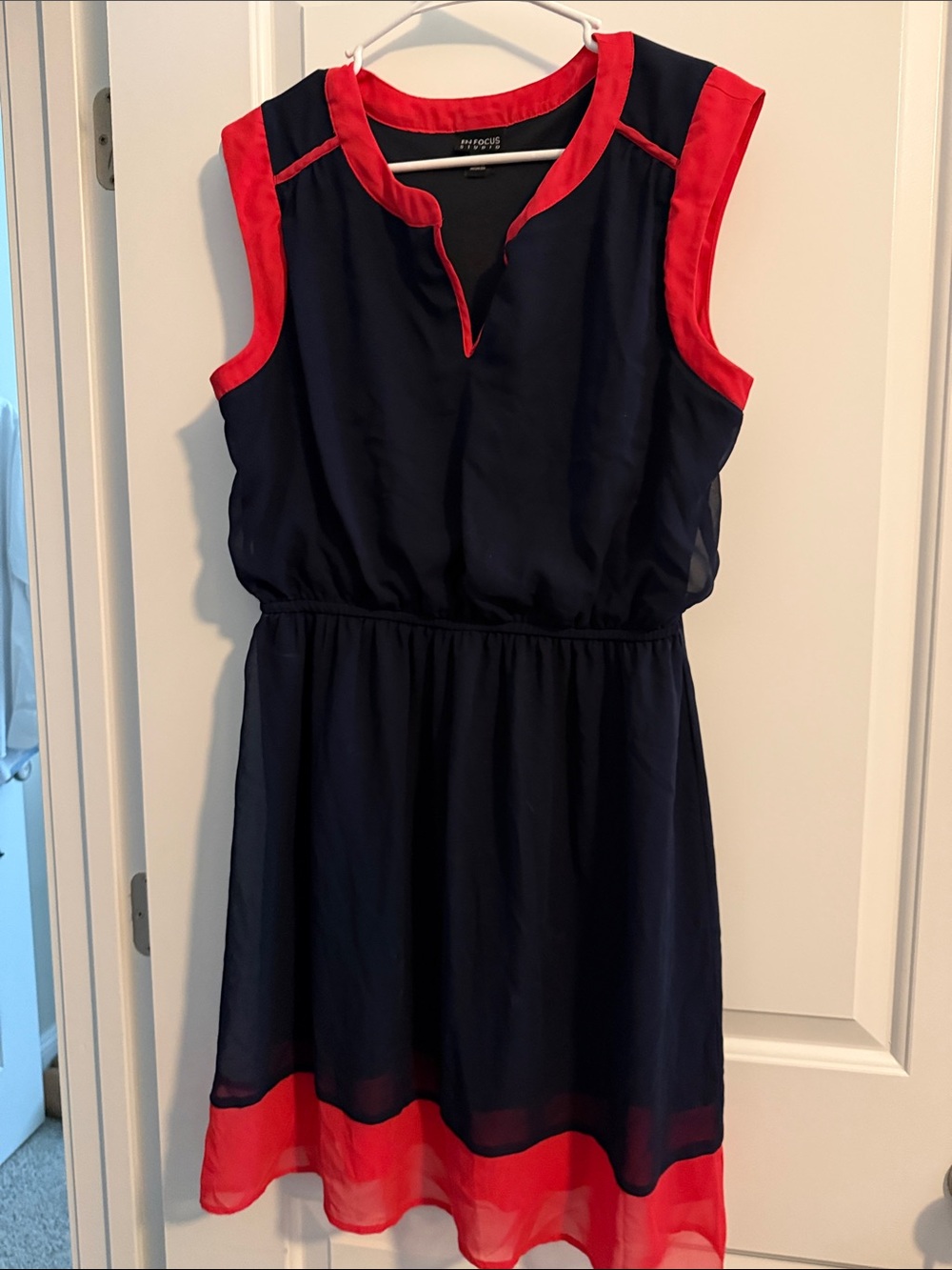 Enfocus Studio Navy Garment with Orange Collar Accent